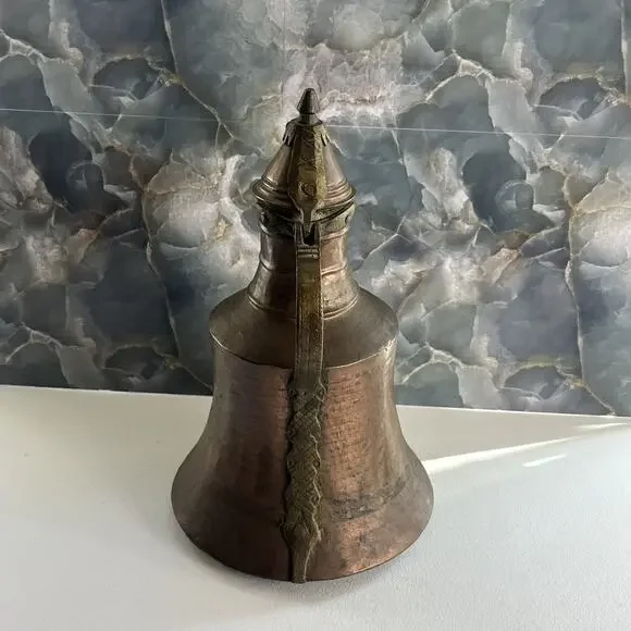 Vintage Hand Forged Lidded Coffee Urn Pitcher Copper Turkish Middle Eastern